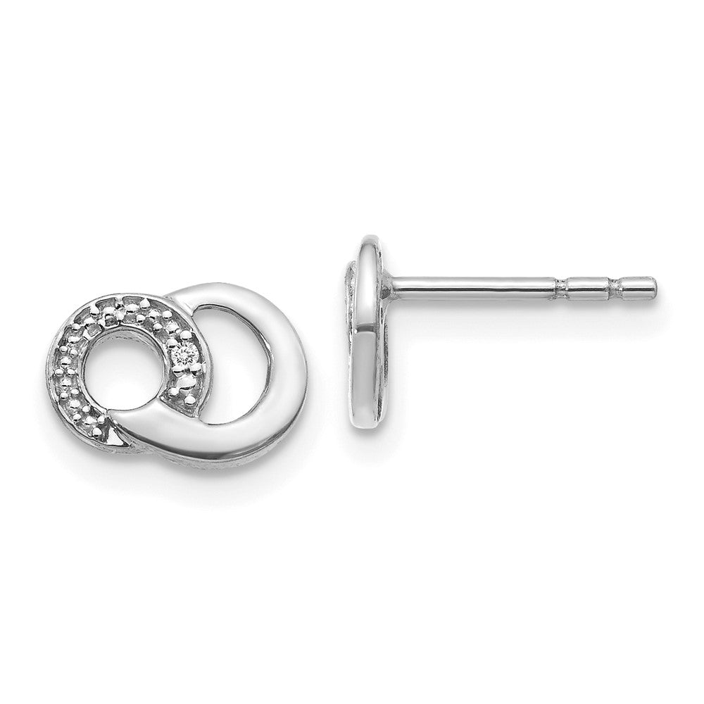 Solid 14k White Gold Simulated CZ Circles Post Earrings