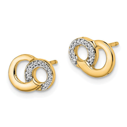 Solid 14k Two-tone Simulated CZ Circles Post Earrings