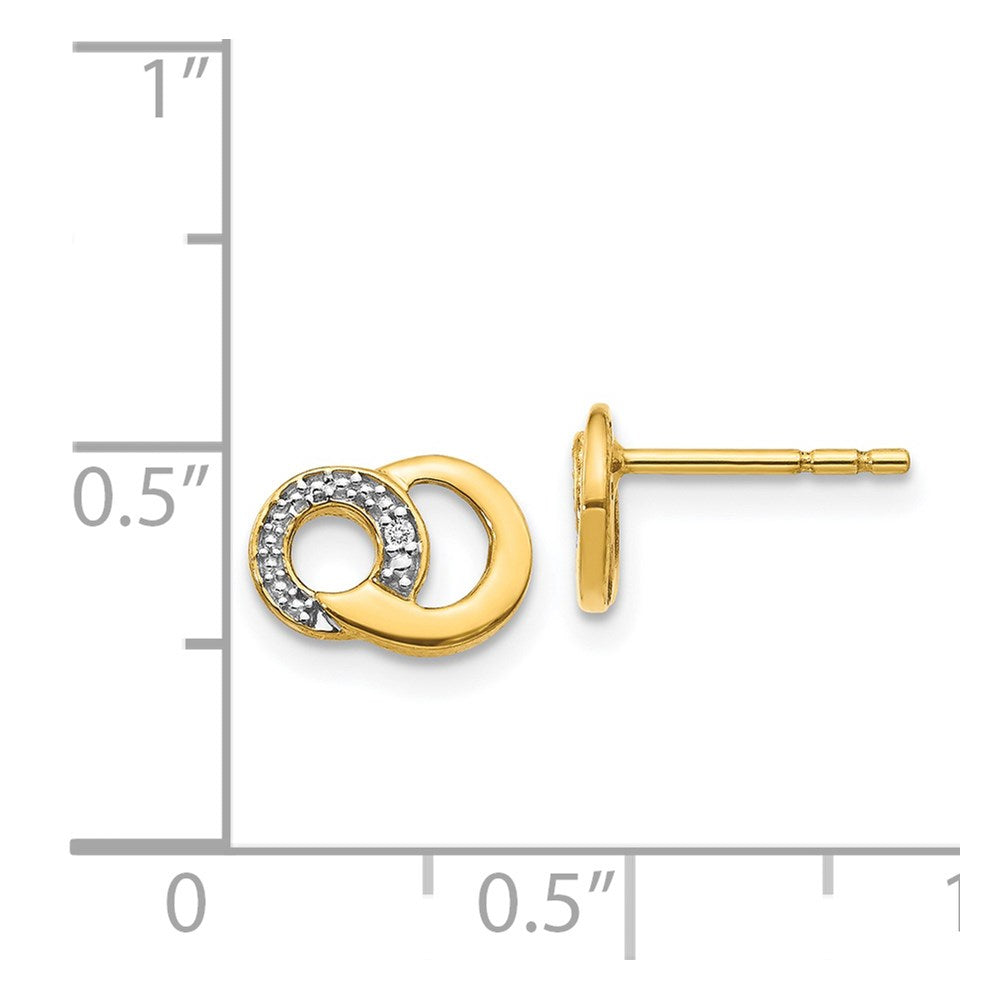 Solid 14k Two-tone Simulated CZ Circles Post Earrings