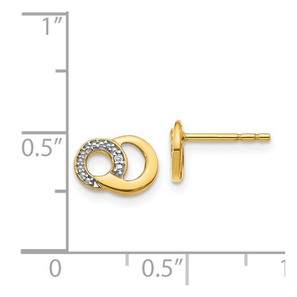 Solid 14k Two-tone Simulated CZ Circles Post Earrings