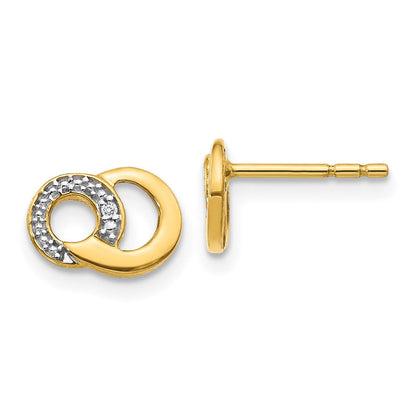 14k Yellow Gold Real Diamond Circles Post Earrings EM5501-001-YA