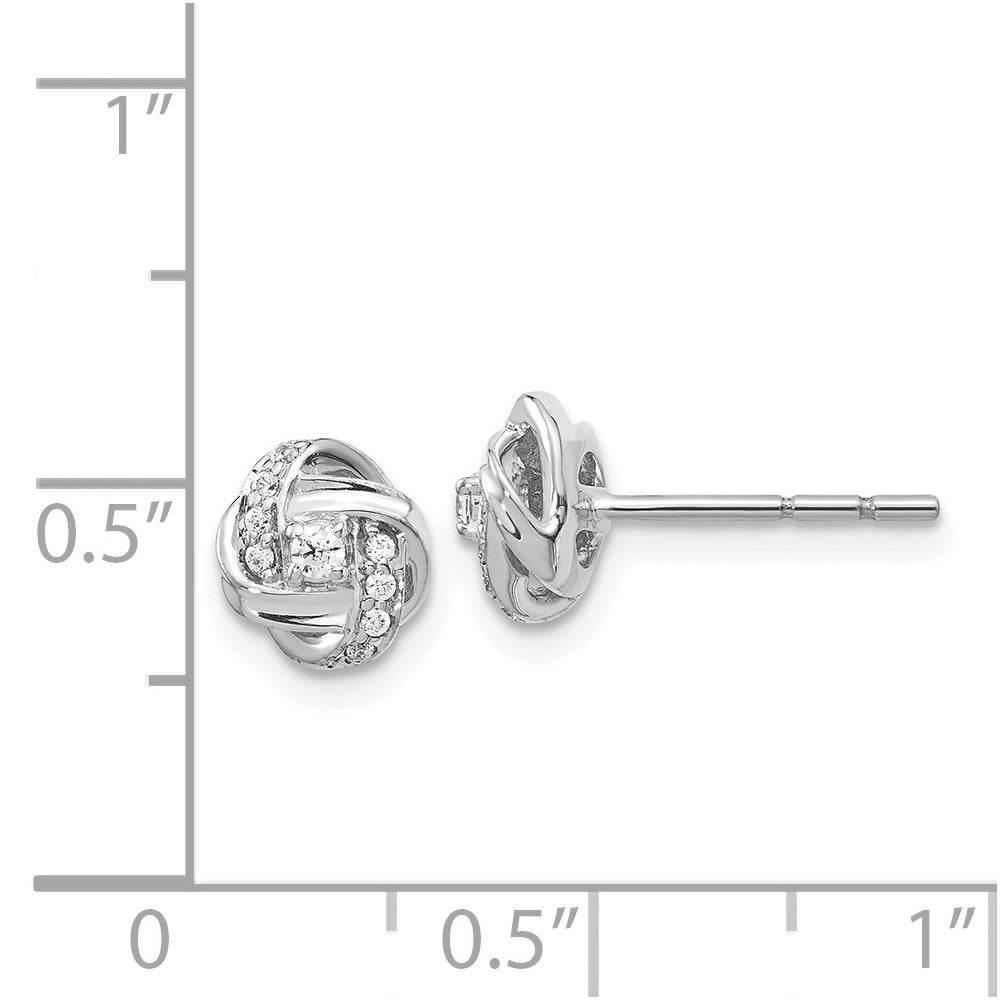 Solid 14k White Gold Simulated CZ Knot Post Earrings