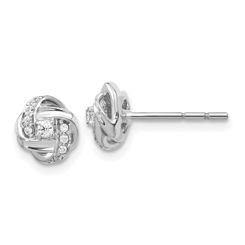 14k White Gold Real Diamond Knot Post Earrings EM5508-013-WA