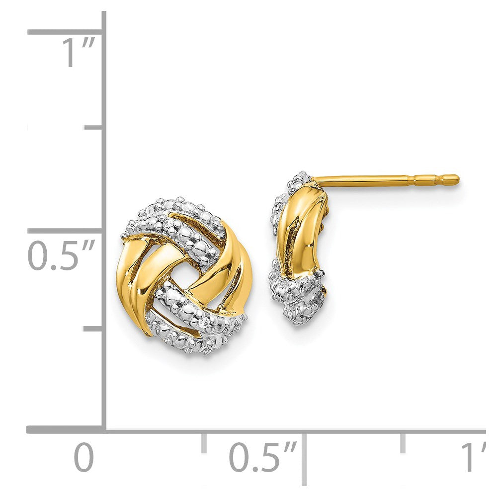 Solid 14k Yellow & Rhodium Simulated CZ w/Rhodium Accents Round Post Earrings