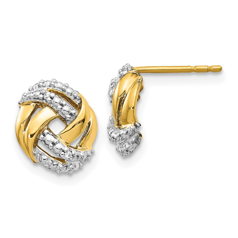 14k Yellow Gold Real Diamond w/Rhodium Accents Round Post Earrings EM5509-001-YA