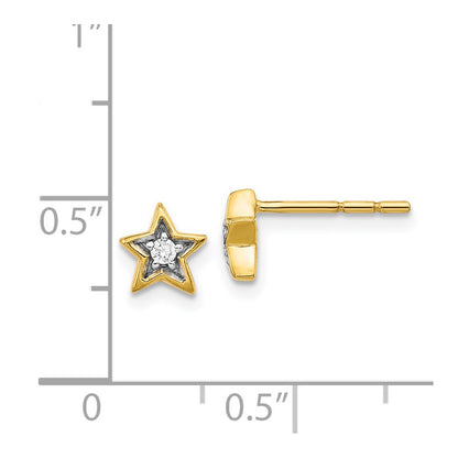 Solid 14k Yellow Gold Simulated CZ Star Post Earrings