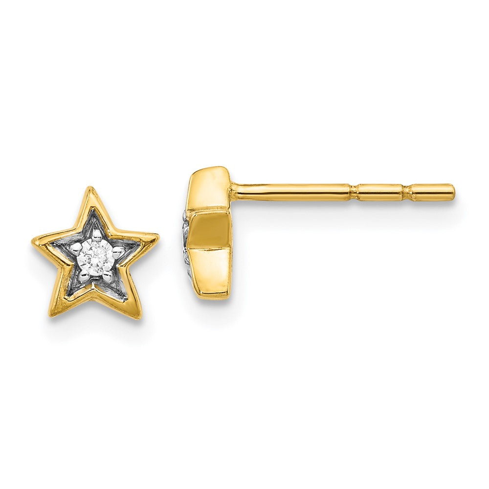 Solid 14k Yellow Gold Simulated CZ Star Post Earrings
