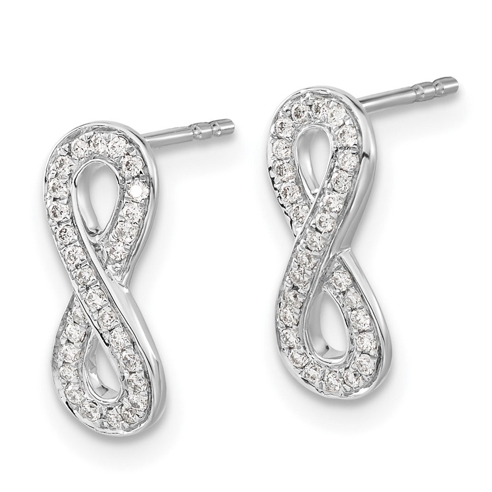 Solid 14k White Gold Simulated CZ Infinity Earrings