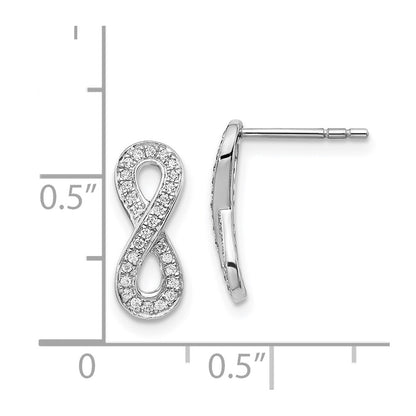 Solid 14k White Gold Simulated CZ Infinity Earrings