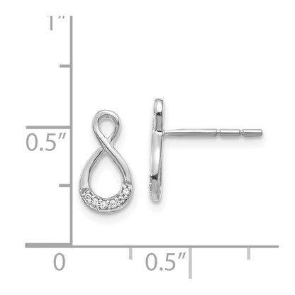 Solid 14k White Gold Simulated CZ Twisted Post Earrings