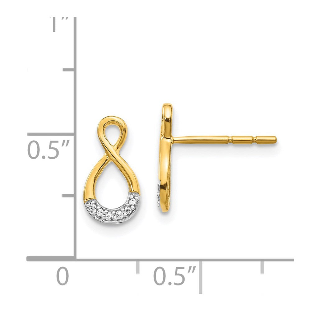 Solid 14k Yellow & Rhodium and Simulated CZ Twisted Post Earrings