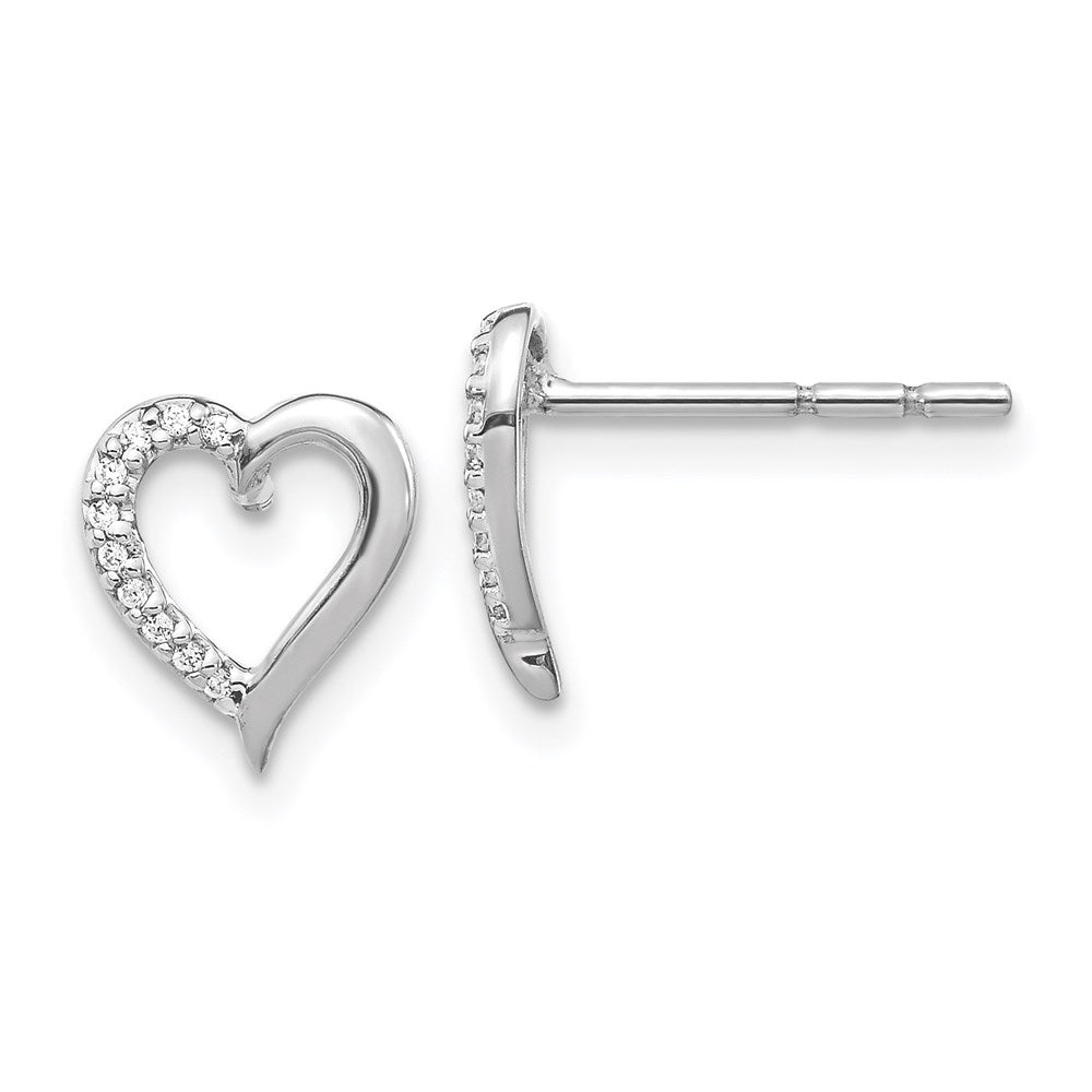 14k White Gold Real Diamond Heart Earrings EM5521-005-WA