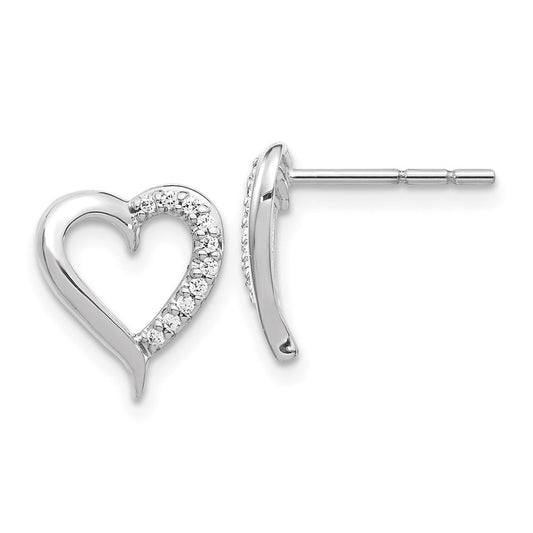 14k White Gold Real Diamond Heart Earrings EM5521-010-WA