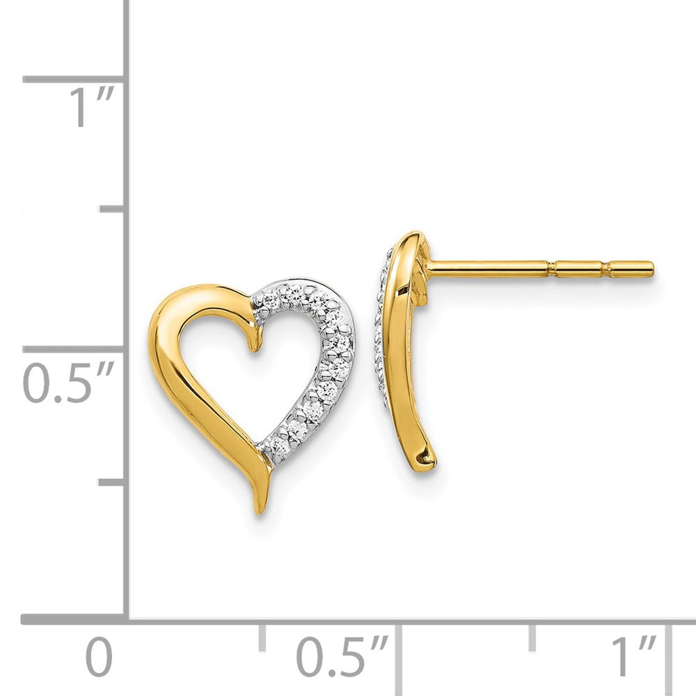 Solid 14k Yellow Gold Simulated CZ Heart Post Earrings