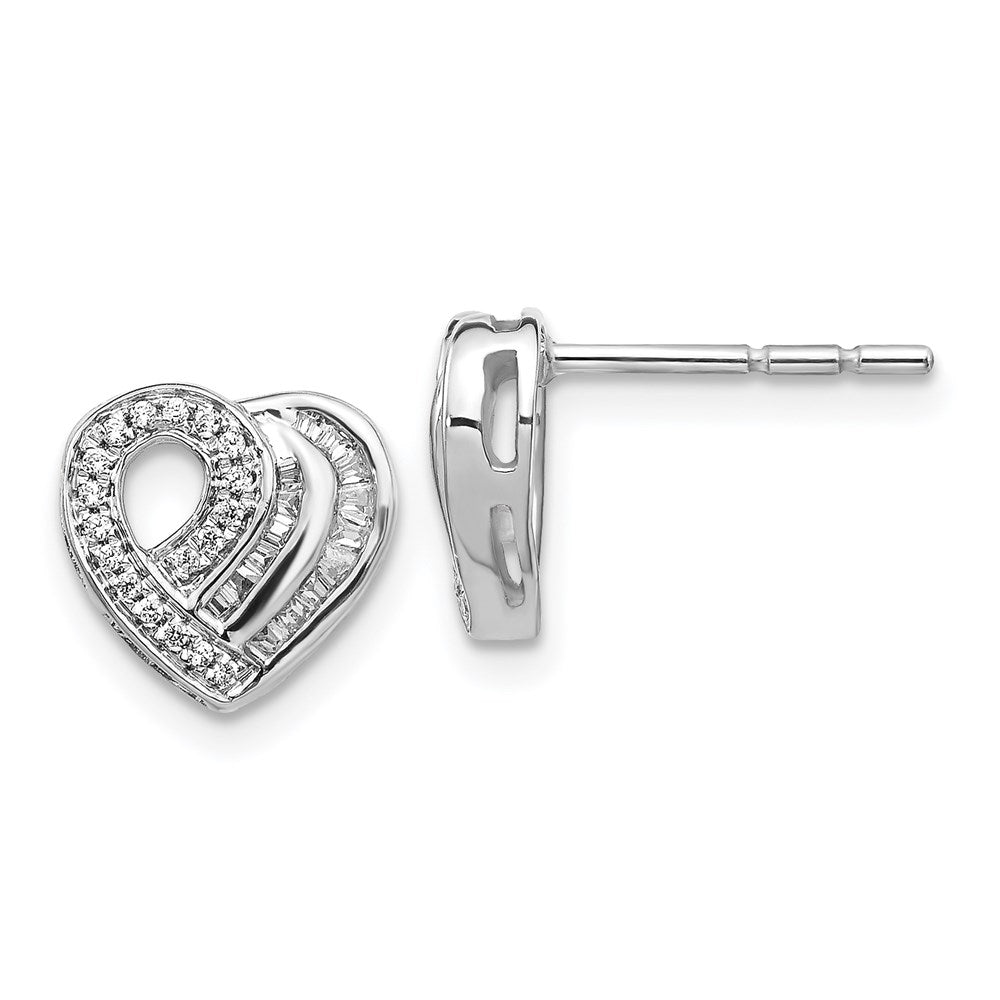 14k White Gold Real Diamond Heart Post Earrings EM5526-020-WA