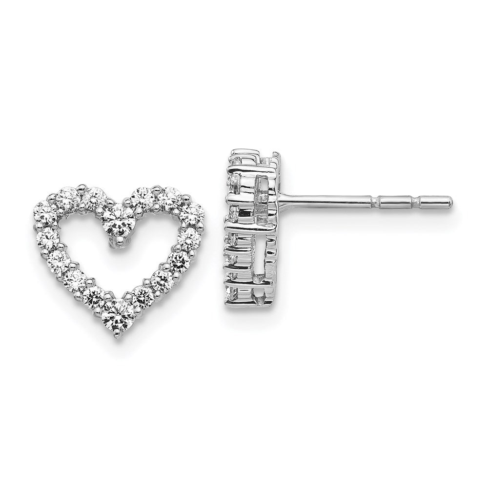 14k White Gold Real Diamond Heart Earrings EM5529-050-WA