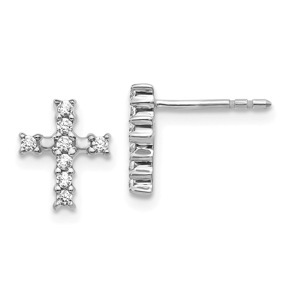 14k White Gold Polished Real Diamond Cross Post Earrings EM5533-020-WA