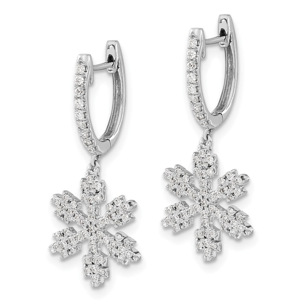 Solid 14k White Gold Simulated CZ SnowflaKe Earrings