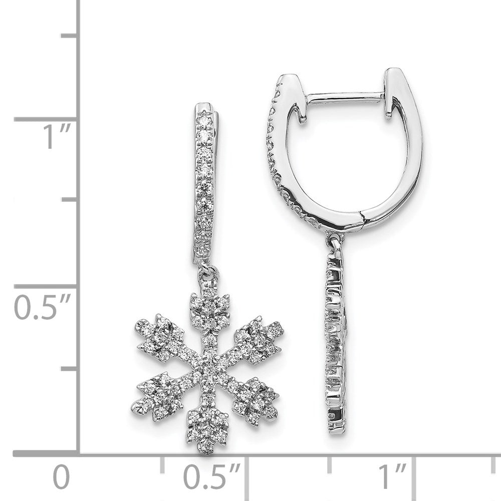Solid 14k White Gold Simulated CZ SnowflaKe Earrings