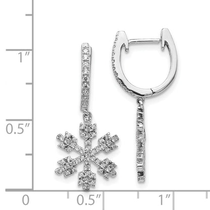 Solid 14k White Gold Simulated CZ SnowflaKe Earrings