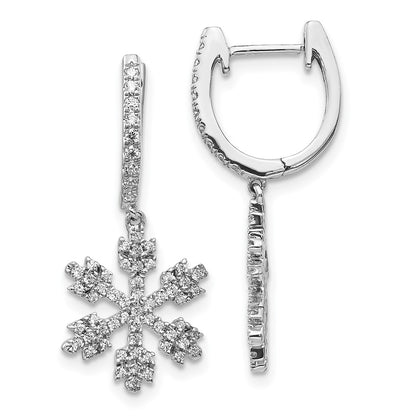 Solid 14k White Gold Simulated CZ SnowflaKe Earrings