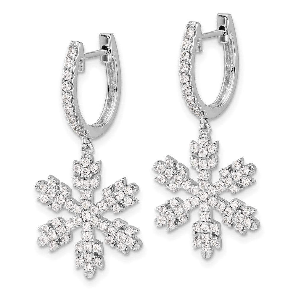 Solid 14k White Gold Simulated CZ SnowflaKe Earrings