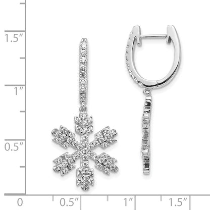 Solid 14k White Gold Simulated CZ SnowflaKe Earrings