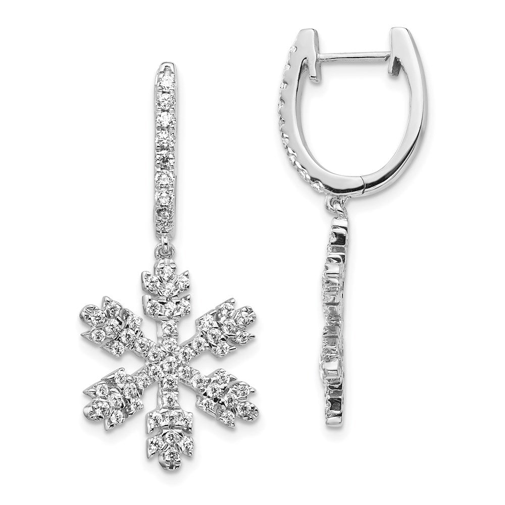 14k White Gold Real Diamond Snowflake Earrings EM5538-100-WA