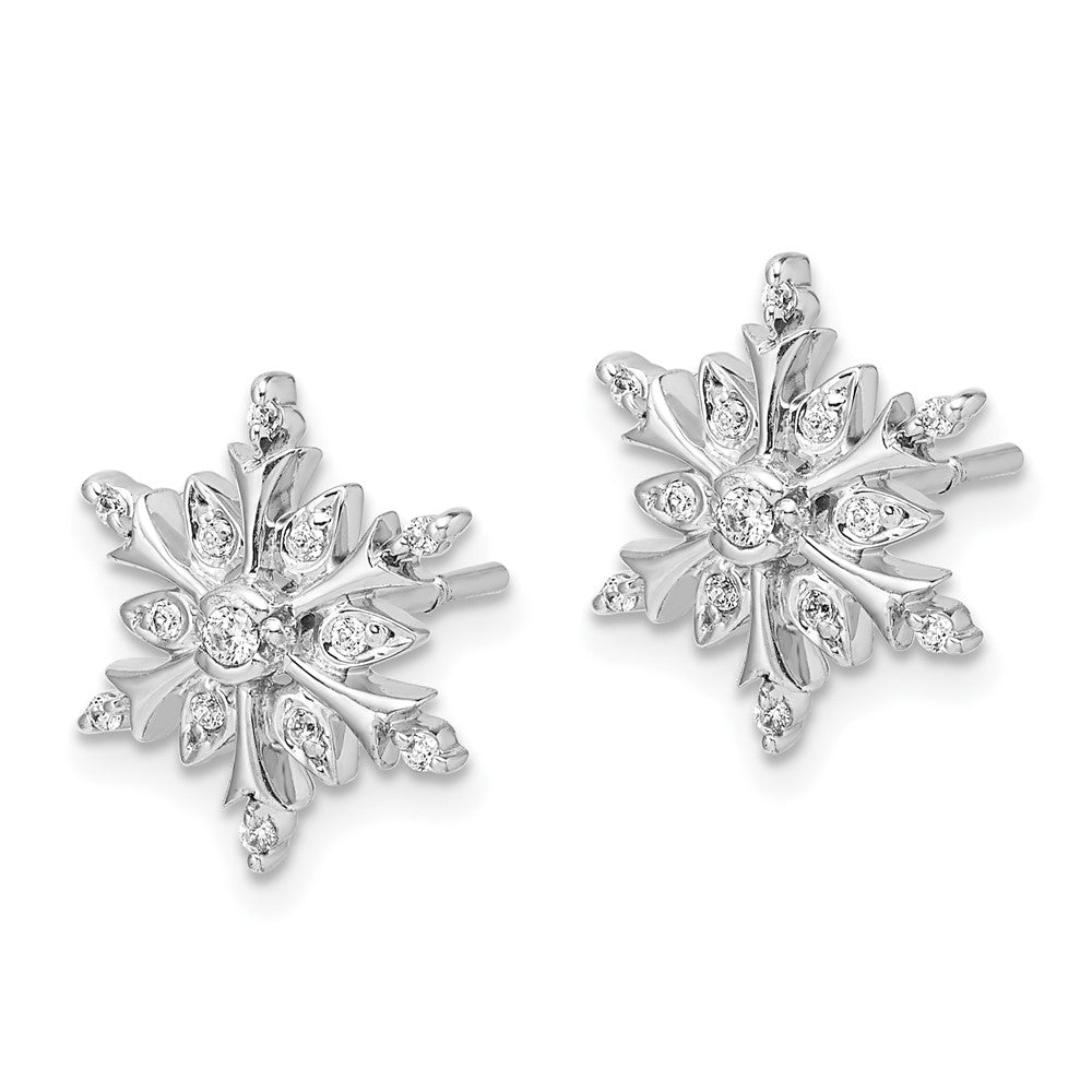 Solid 14k White Gold Simulated CZ SnowflaKe Earrings
