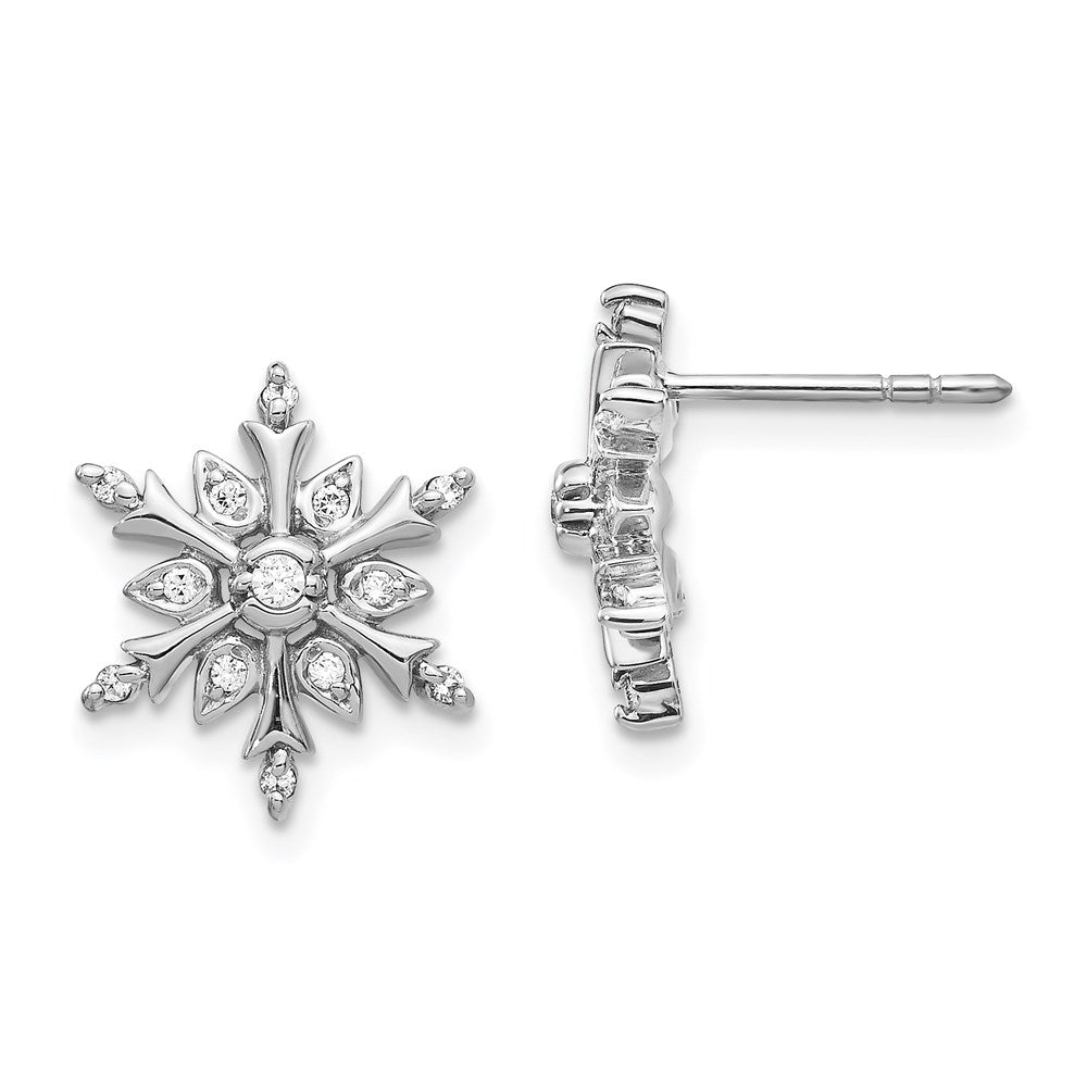 14k White Gold Real Diamond Snowflake Earrings EM5539-016-WA