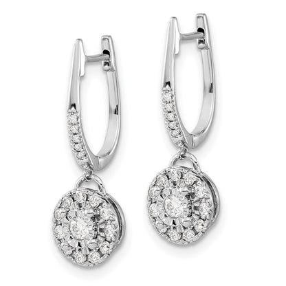 14k White Gold 0.35ct Dia. Round Dangle Hinged Hoop Earrings