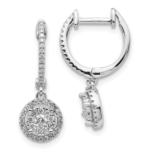 14k White Gold Real Diamond Hinged Hoop Earrings EM5543-050-WA