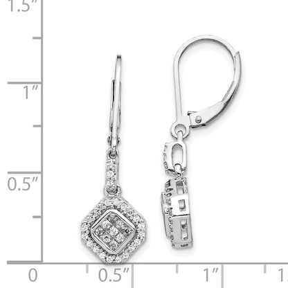 Solid 14k White Gold Simulated CZ LeverbacK Earrings