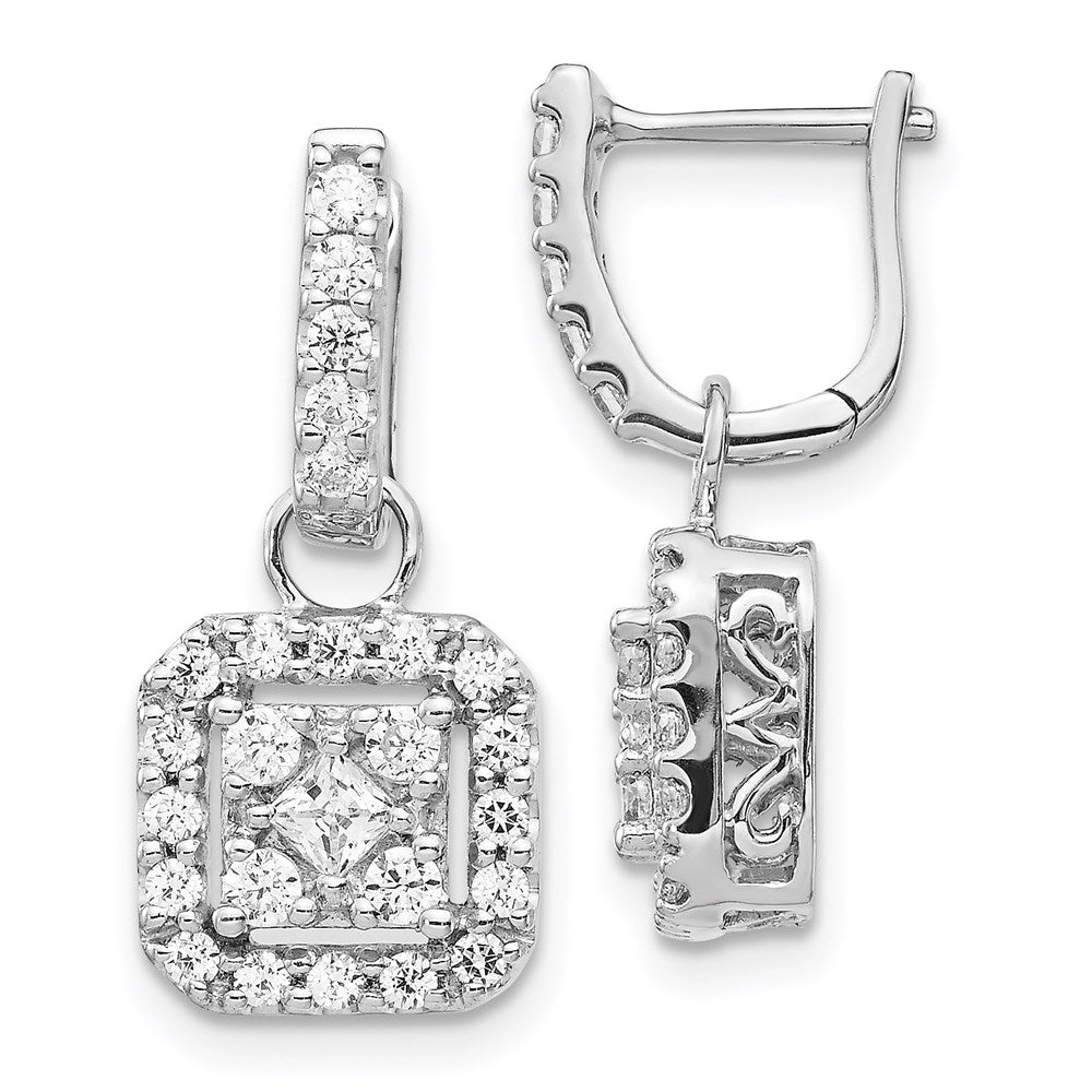 14k White Gold Real Diamond Hinged Earrings EM5549-088-WA