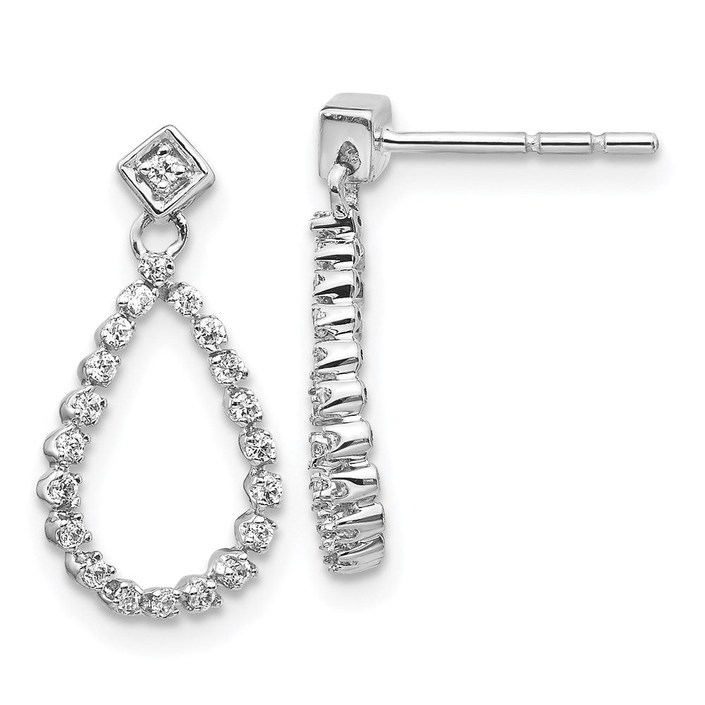 14k White Gold Real Diamond Teardrop Post Earrings EM5550-025-WA