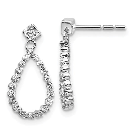 14k White Gold Real Diamond Teardrop Post Earrings EM5550-025-WA