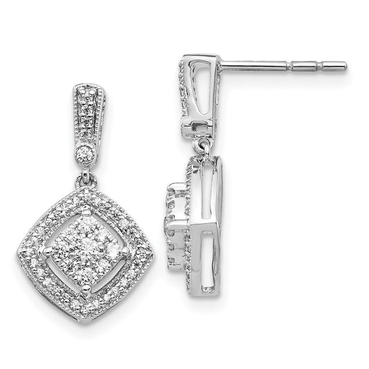 Solid 14k White Gold 1/2Ct Simulated CZ Post Earrings