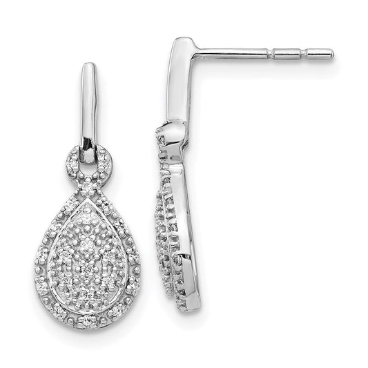 14k White Gold Real Diamond Teardrop Post Earrings EM5554-016-WA