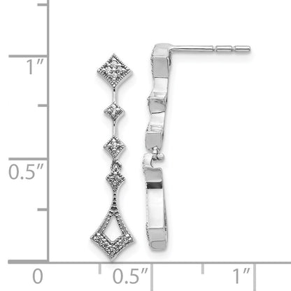 Solid 14k White Gold Simulated CZ Vintage Earrings