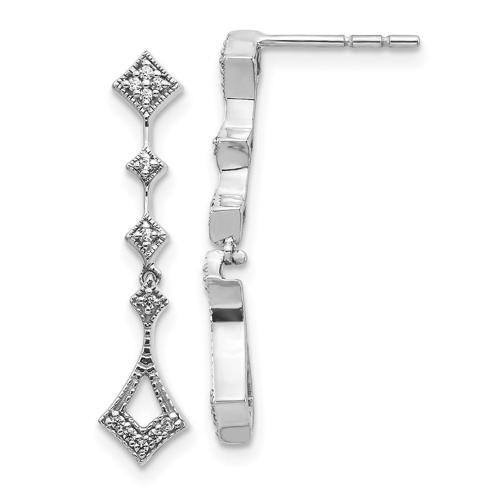 Solid 14k White Gold Simulated CZ Vintage Earrings