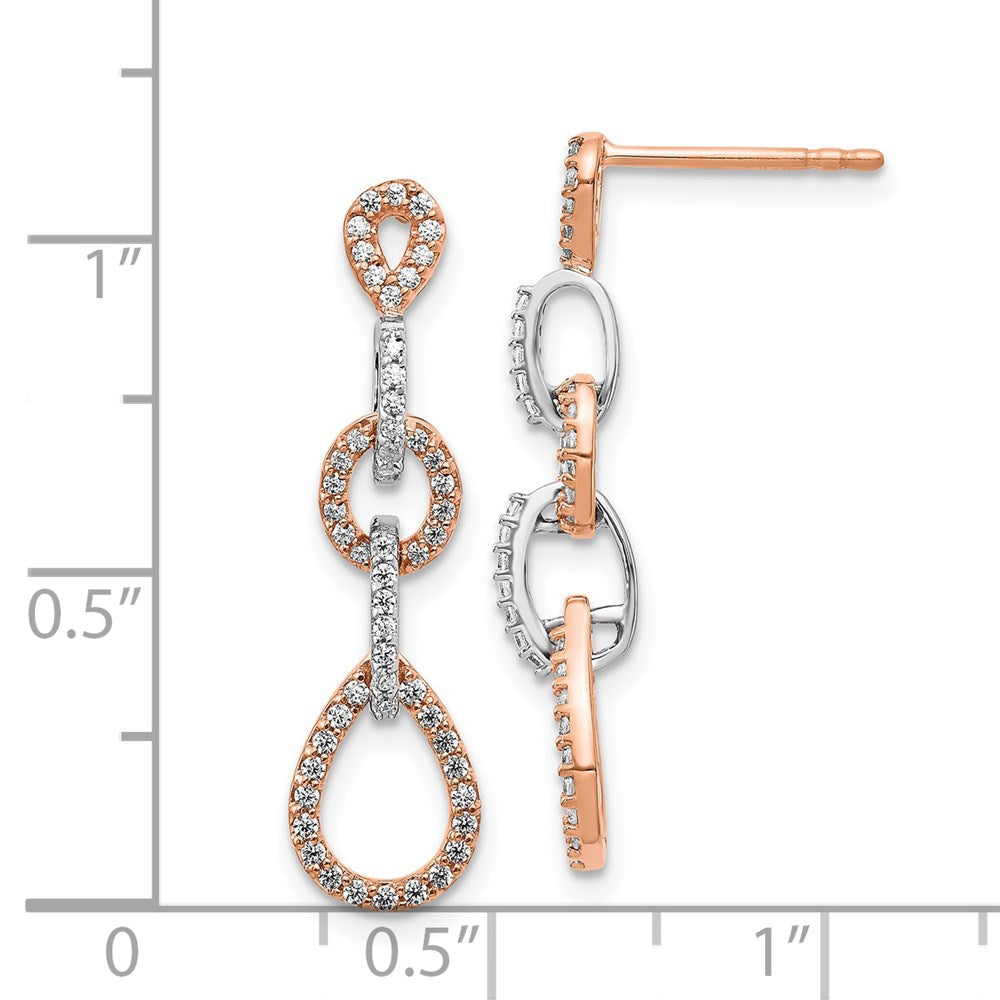 Solid 14k Two-tone Simulated CZ Vintage Earrings