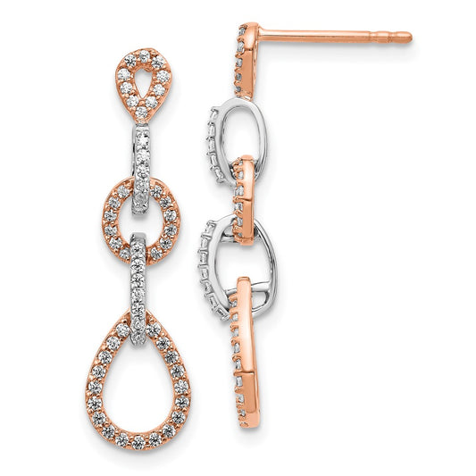 Solid 14k Two-tone Simulated CZ Vintage Earrings