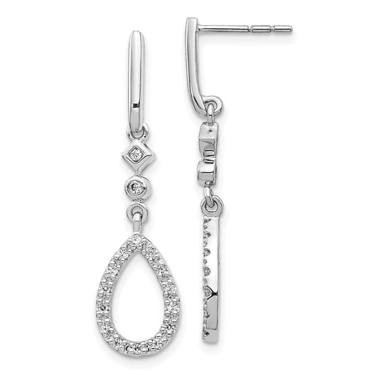 14k White Gold Real Diamond Teardrop Earrings EM5558-025-WA