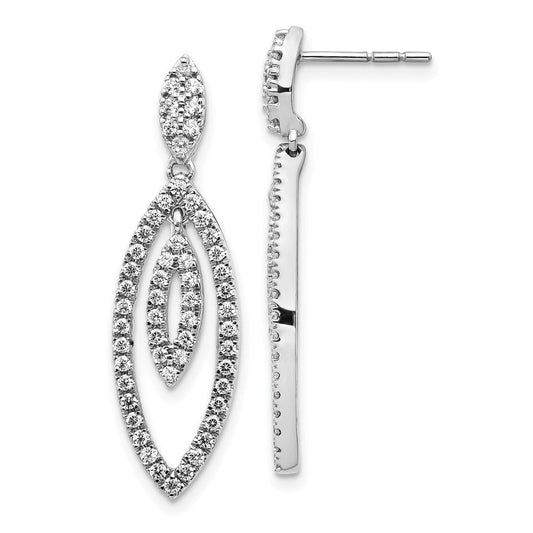 14k White Gold Real Diamond Dangle Post Earrings EM5559-100-WA
