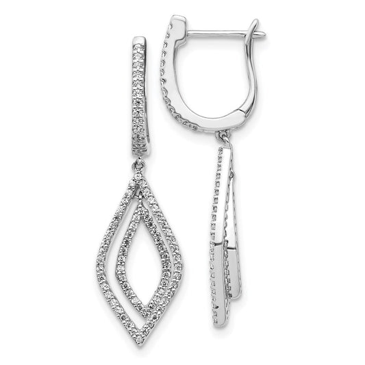 14k White Gold Real Diamond Teardrop Hinged Dangle Earrings EM5562-050-WA