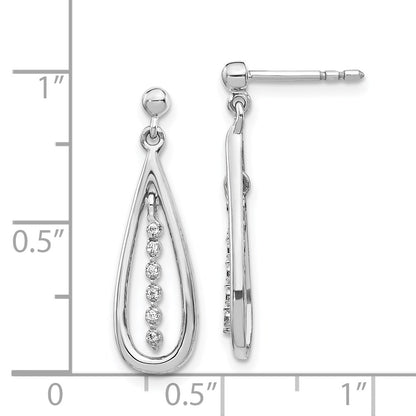 Solid 14k White Gold Simulated CZ Teardrop Post Earrings