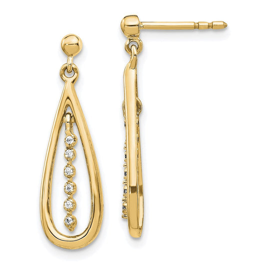 14k Yellow Gold Real Diamond Teardrop Post Earrings EM5563-004-YA