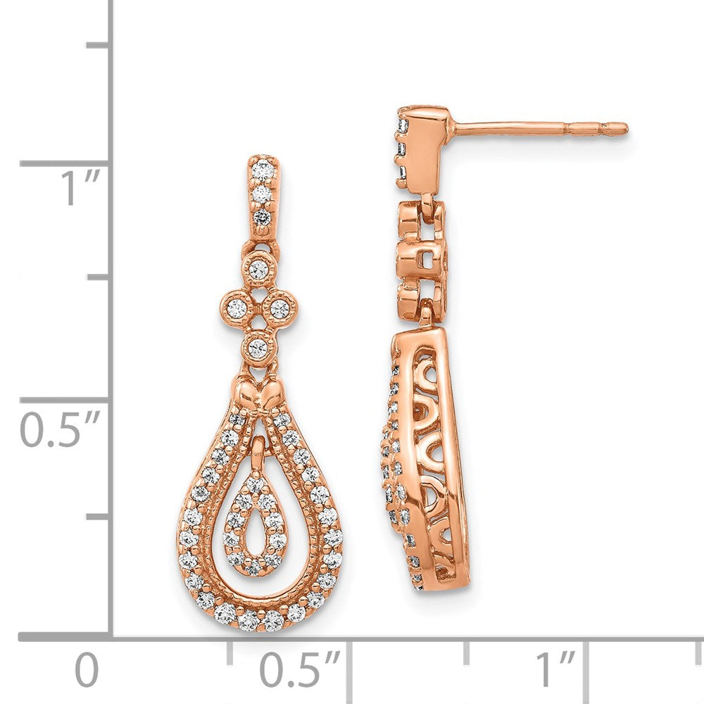 Solid 14k Rose Gold Polished Simulated CZ Post Earrings