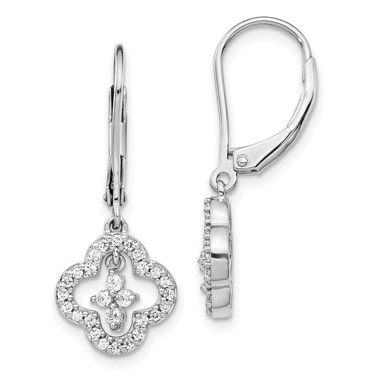 14k White Gold Real Diamond Leverback Earrings EM5568-040-WA