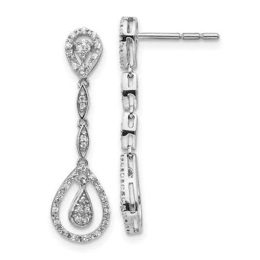 14k White Gold Teardrop Real Diamond Dangle Earrings EM5571-025-WA